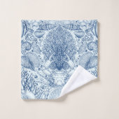 Strandschätze in Blau Badhandtuch Set (Waschlappen)