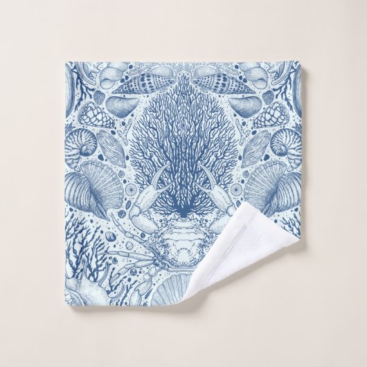 Strandschätze in Blau Badhandtuch Set (Waschlappen)