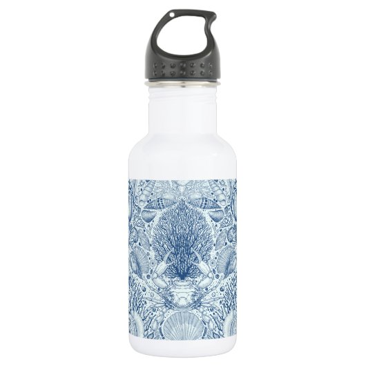 Strandschätze in Blau Edelstahlflasche (Vorderseite)