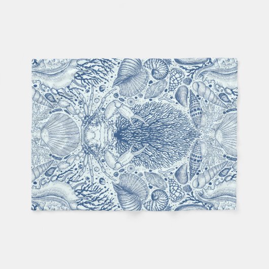 Strandschätze in Blau Fleecedecke (Vorderseite (Horizontal))