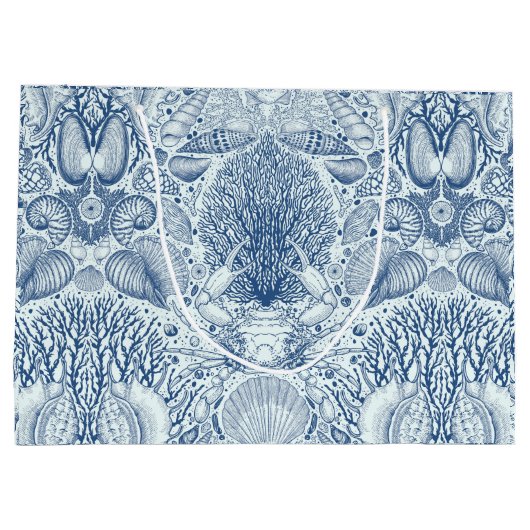 Strandschätze in Blau Große Geschenktüte (Rückseite)