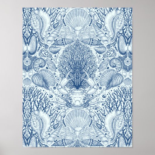 Strandschätze in Blau Poster (Vorne)