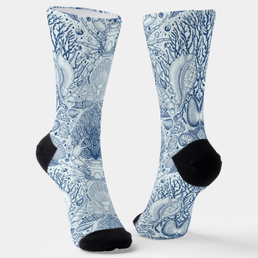 Strandschätze in Blau Socken (Gewinkelt)