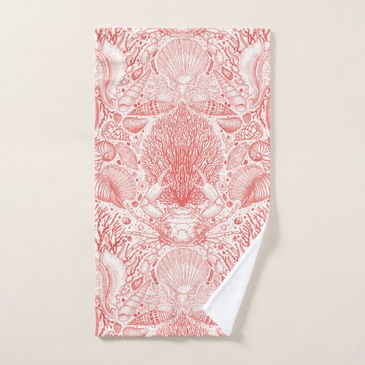 Strandschätze in Korallenrot Badhandtuch Set (Handtuch)