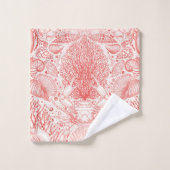 Strandschätze in Korallenrot Badhandtuch Set (Waschlappen)