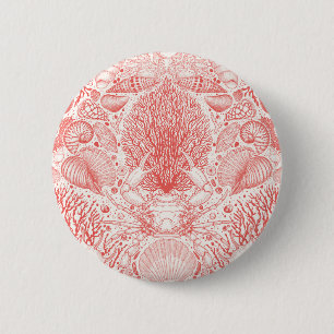 Strandschätze in Korallenrot Button