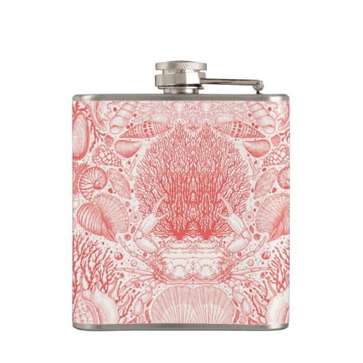 Strandschätze in Korallenrot Flachmann (Rückseite)