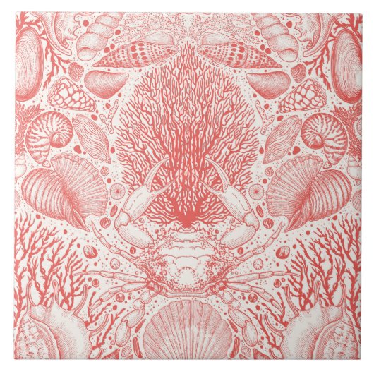 Strandschätze in Korallenrot Fliese (Vorderseite)