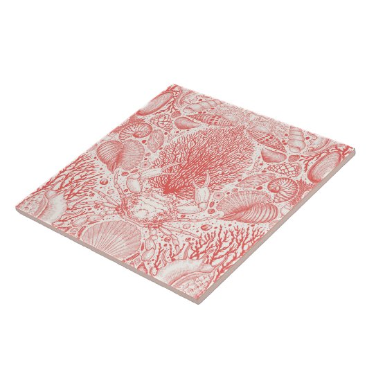 Strandschätze in Korallenrot Fliese (Seite)