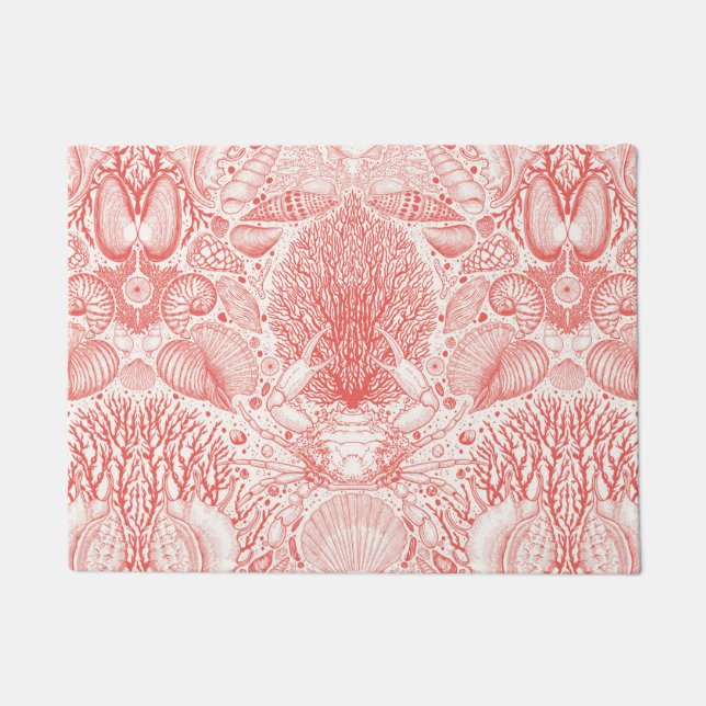 Strandschätze in Korallenrot Fußmatte (Vorderseite)