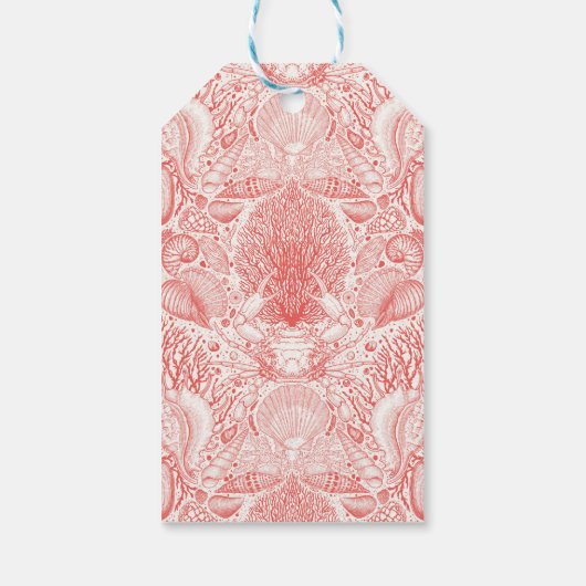 Strandschätze in Korallenrot Geschenkanhänger (Rückseite)