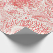 Strandschätze in Korallenrot Geschenkpapier (Ecke)