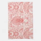 Strandschätze in Korallenrot Geschirrtuch (Vertikal)