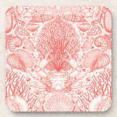 Strandschätze in Korallenrot Getränkeuntersetzer (Vorderseite)