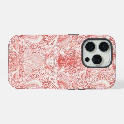 Strandschätze in Korallenrot iPhone Hülle (Rückseite (Horizontal))