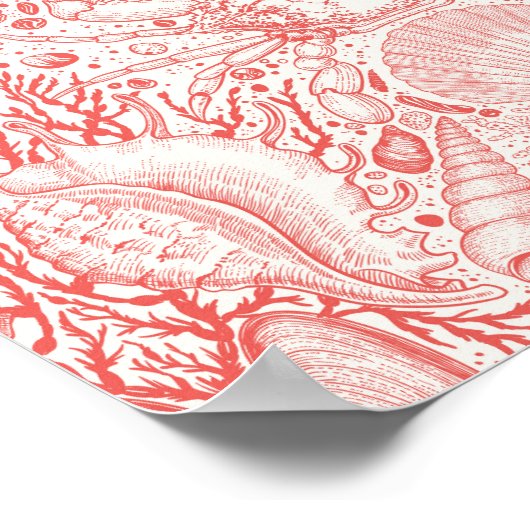 Strandschätze in Korallenrot Poster (Ecke)