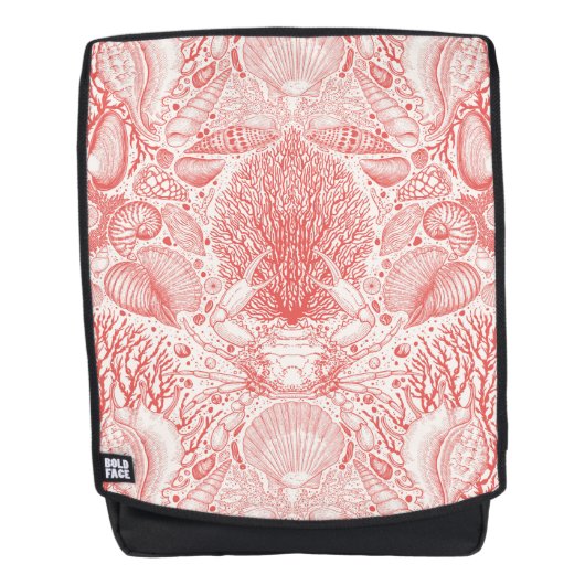 Strandschätze in Korallenrot Rucksack (Vorderseite)