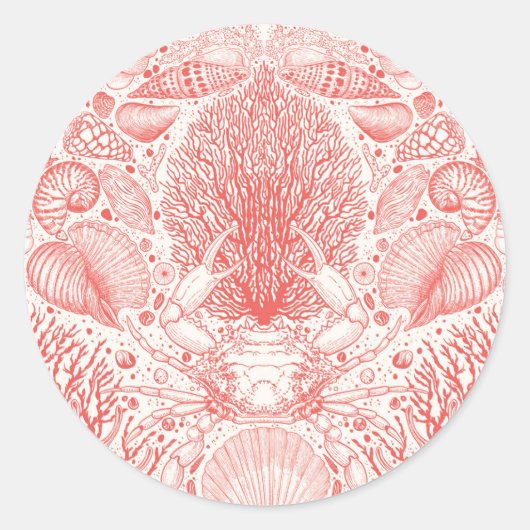 Strandschätze in Korallenrot Runder Aufkleber (Vorderseite)