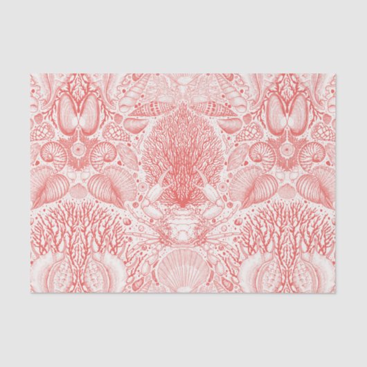 Strandschätze in Korallenrot Seidenpapier (Vorderseite)