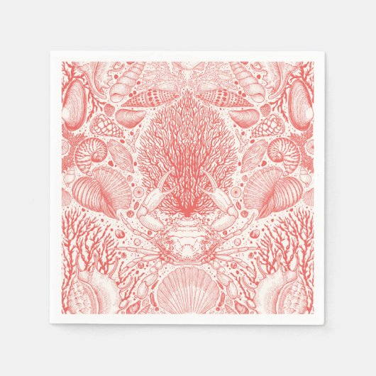 Strandschätze in Korallenrot Serviette (Vorderseite)