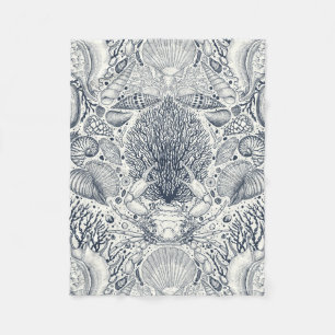 Strandschätze, Muscheln, Krabben, Korallen und Mee Fleecedecke