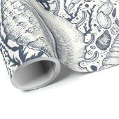 Strandschätze, Muscheln, Krabben, Korallen und Mee Geschenkpapier (Rolleneckpunkt)