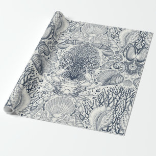 Strandschätze, Muscheln, Krabben, Korallen und Mee Geschenkpapier