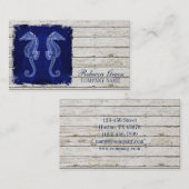 Strandschick Drift wood nautisches blaues Seepferd Visitenkarte (Vorne/Hinten)