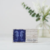 Strandschick Drift wood nautisches blaues Seepferd Visitenkarte (Stehend Vorderseite)