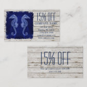 Strandschick Drift wood nautisches blaues Seepferd Visitenkarte (Vorne/Hinten)