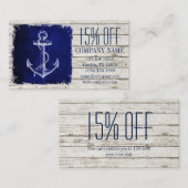 Strandschicker Holz nautischer Marinebanker Rabattkarte (Vorne/Hinten)