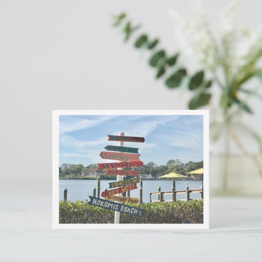 Strandschild Nokomis Florida Postkarte (Stehend Vorderseite)