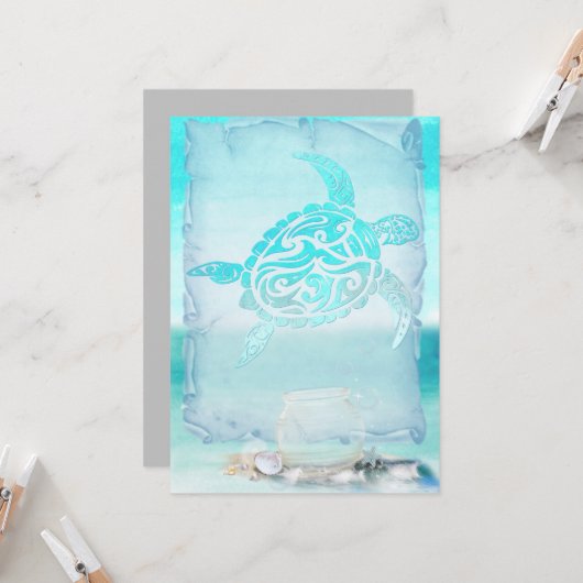 Strandschildkröte Karte (Vorderseite/Rückseite Beispiel)