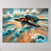 Strandschildkröte Zeichnend, harte Pastete Poster (Vorne)