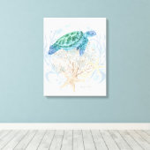 Strandschildkröten Korallenküste Wasserfarbe Leinwanddruck (Insitu (Holzboden))