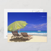 Strandschirm, Abaco, Bahamas Postkarte (Vorne/Hinten)