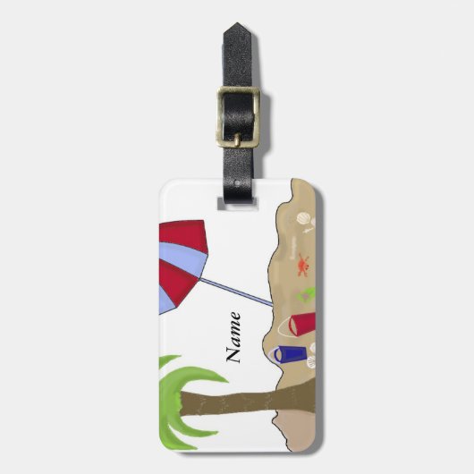 Strandschirm im Sand Gepäckanhänger (Vorderseite vertikal)