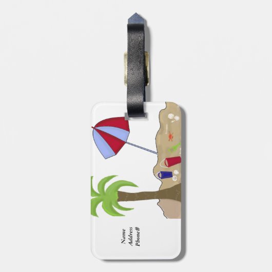 Strandschirm im Sand Gepäckanhänger (Rückseite vertikal)