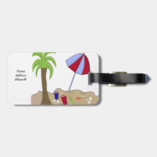 Strandschirm im Sand Gepäckanhänger (Rückseite horizontal)