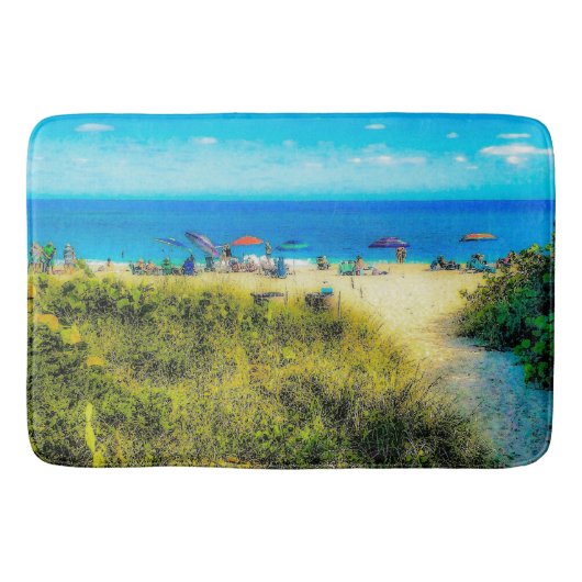 Strandschirme am Meer Badematte (Vorderseite)