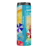 Strandschirme auf dem Sand Thermosbecher (Rückseite)