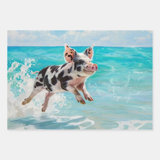 Strandschweinchen Geschenkpapier Set (Vorderseite)