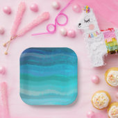 Strandschwimmbecken an der Küste auf Türkis Pappteller (Party)