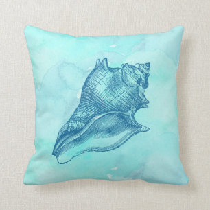 Strandseashell-Aquarell-Aqua-Sommer Kissen