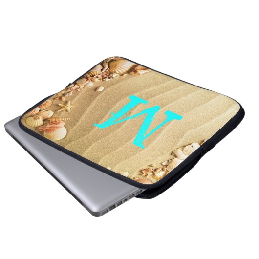Strandseashells-Hawaii-Monogramm 15" Laptop-Kasten Laptopschutzhülle (Vorne Knopf)