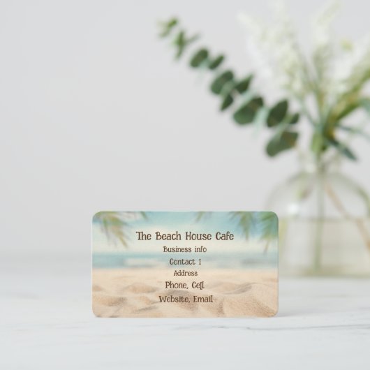 Strandsee Aquarell Meer Sand Visitenkarte (Stehend Vorderseite)