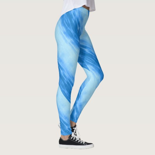 Strandseewellenkräuselungs-Musterblau Leggings (Rechts)