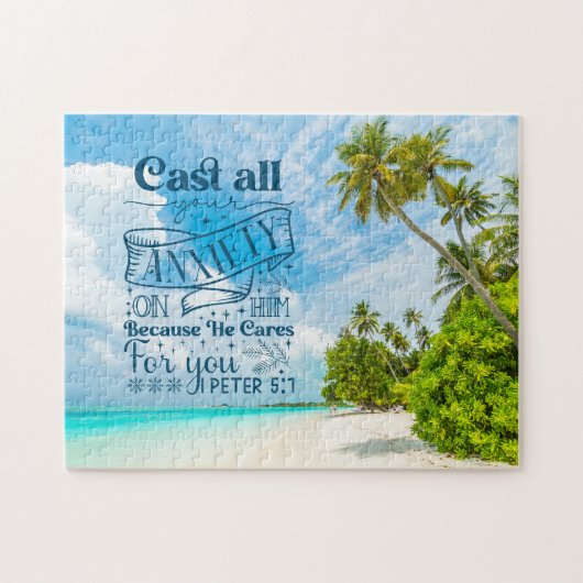 Strandsegmente: 1 Peter 5:7 Bibelverse Puzzle (Horizontal)