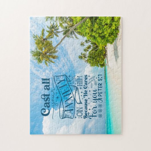 Strandsegmente: 1 Peter 5:7 Bibelverse Puzzle (Vertikal)