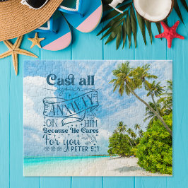 Strandsegmente: 1 Peter 5:7 Bibelverse Puzzle